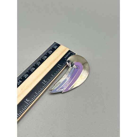 Laurel Burch Pin Brooch Celestial Dove Silver Tone Purple Enameled Bird - Picture 7 of 7